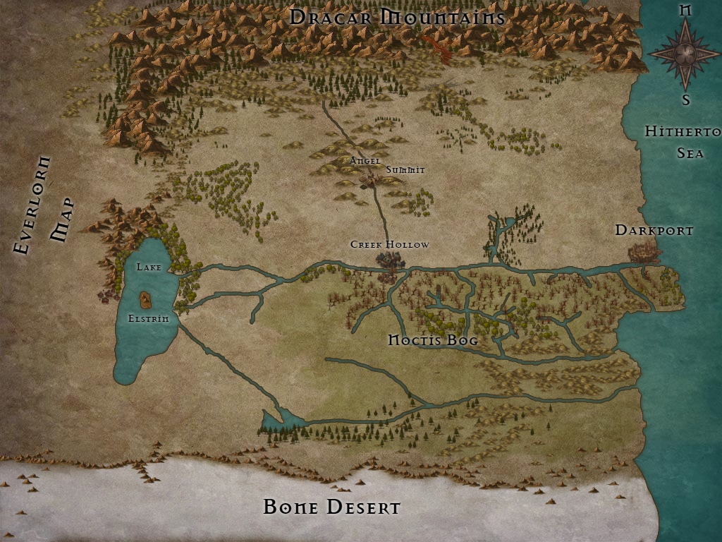 Map of Everlorn showing the haunted northern realm